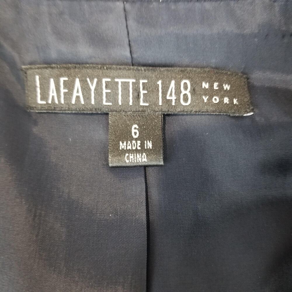 Lafayette 148 New York Blazer Womens 6 Blue Wool Stretch Lined Jacket Office - Picture 3 of 8